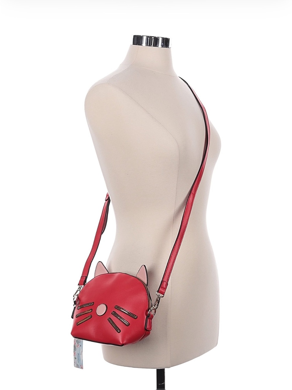 NWT B Brentano Playful Red Cat-Ear Crossbody Bag with Pink Accents - Picture 4 of 4